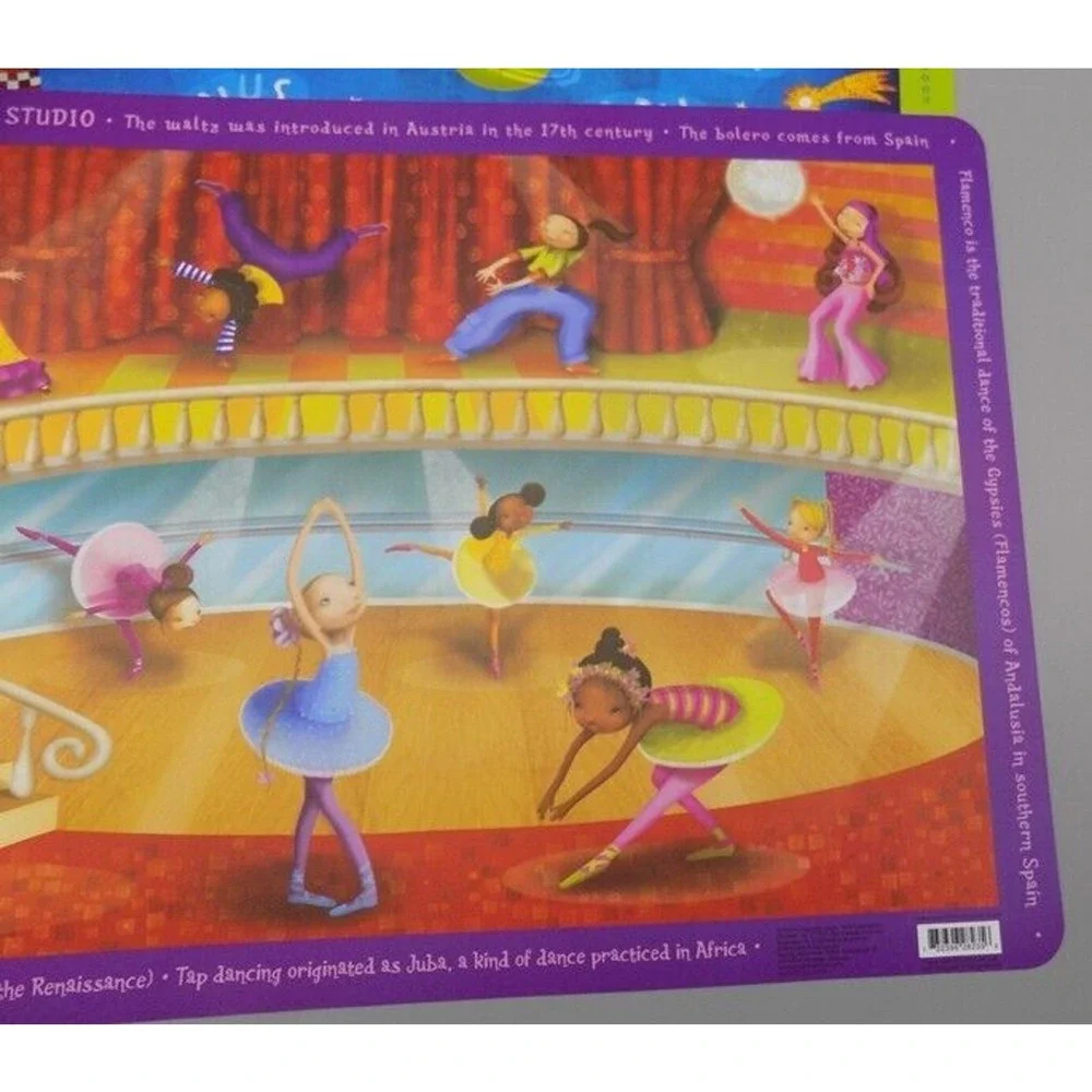 4 Crocodile Creek Homeschool Placemats 17x11 Education Dance Planets Basketball